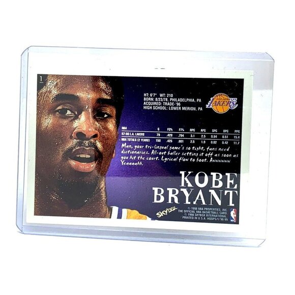 Kobe Bryant Basketball Card #1 Los Angeles Lakers 1997-98 NBA Hoops SkyB… - Picture 2 of 6